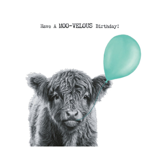 Birthday Coo – Have a Moovelous Birthday | Hand-Drawn Calf Greeting Card — card front