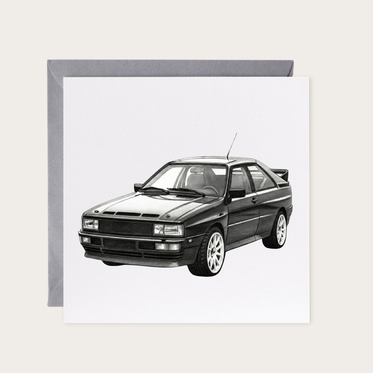 BMW M3 – Hand-Drawn Greeting Card | Iconic Sports Car Art — card with grey envelope
