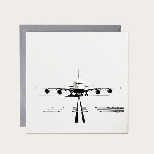 Boeing 777-200 – Hand-Drawn Greeting Card | Iconic Aviation Art — card with grey envelope