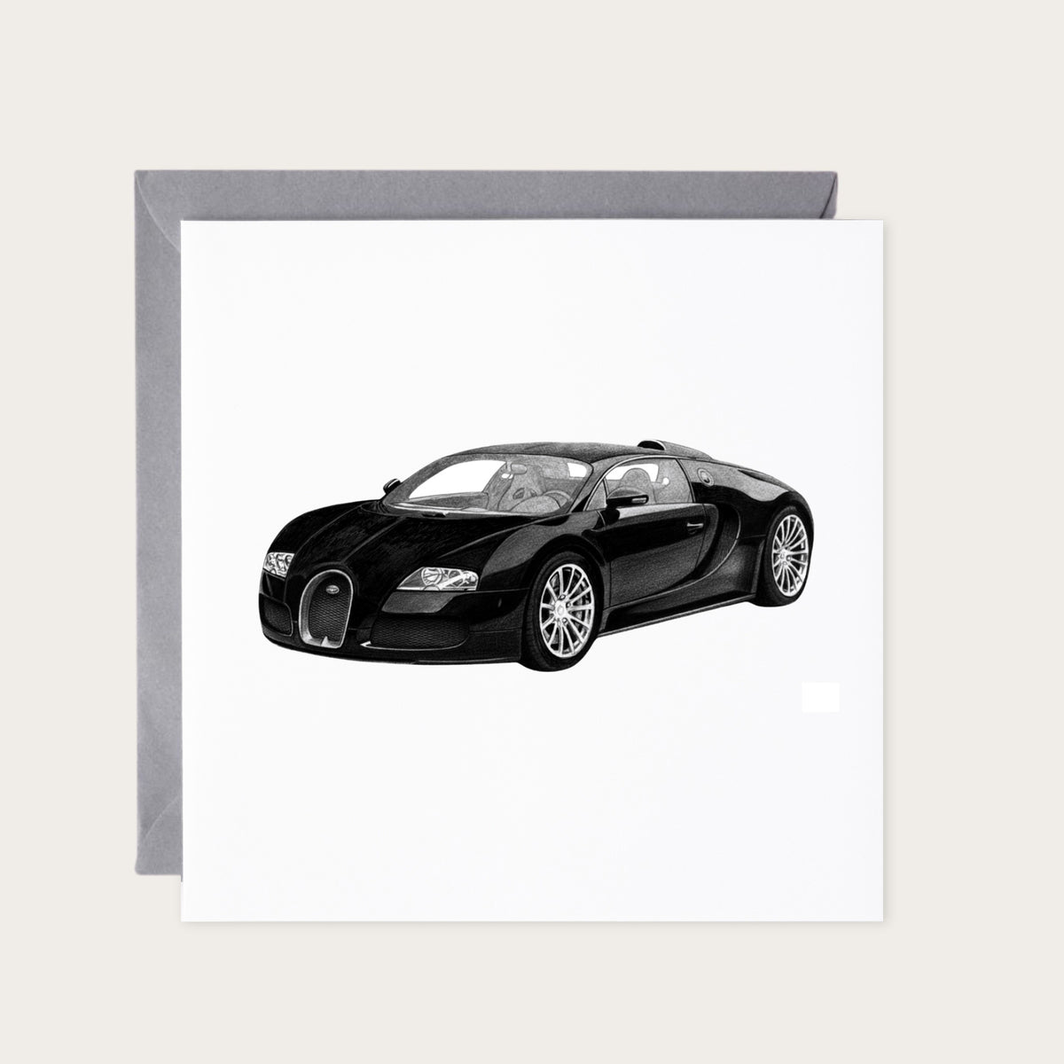 Bugatti Veyron Car Greeting Card — card with grey envelope