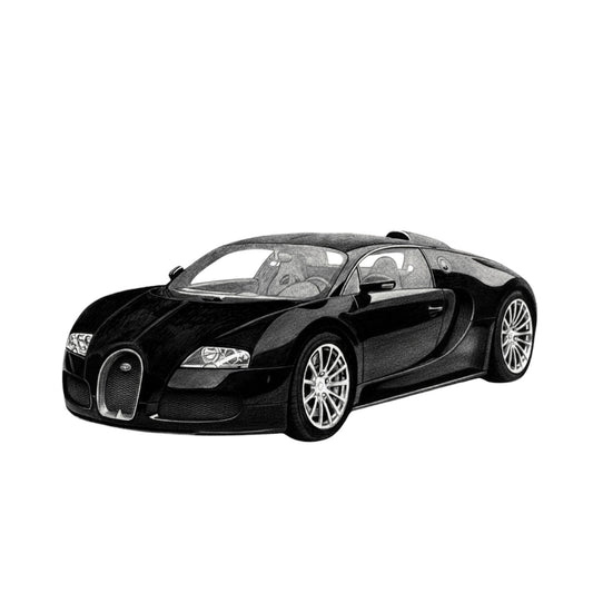 Bugatti Veyron – Hand-Drawn Greeting Card | Iconic Luxury Supercar Art — card front