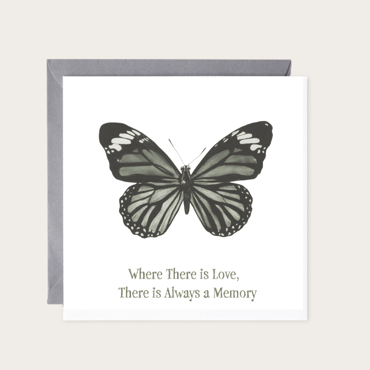 Butterfly Sympathy Card — card with grey envelope