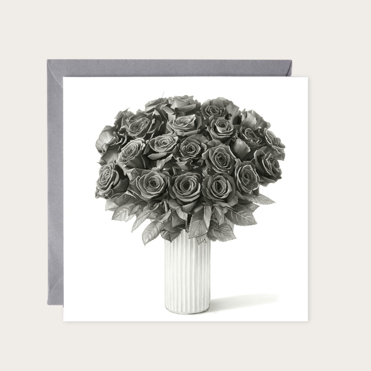 Bunch of Roses – Elegant Floral Greeting Card — card with grey envelope