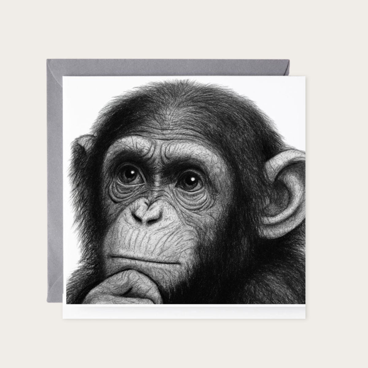Chimp Greeting Card — card with grey envelope