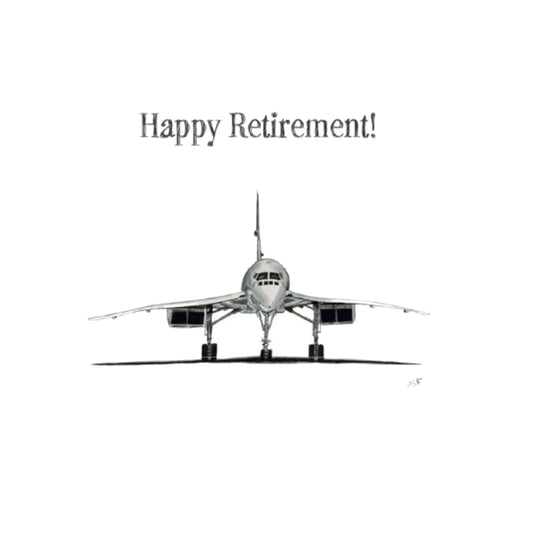 Concorde Travel – Hand-Drawn Retirement Greeting Card | Aviation & Travel Art — card front