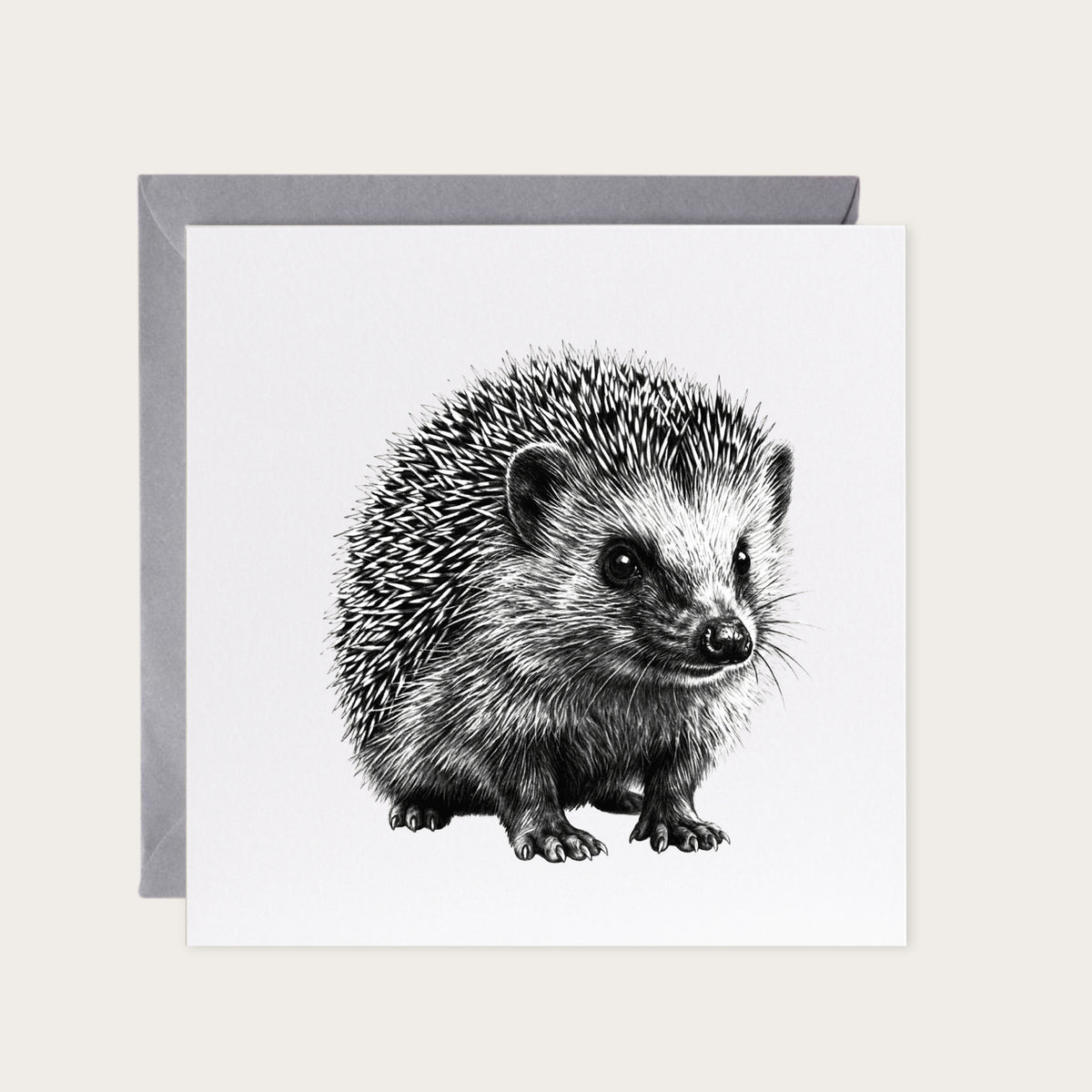Cute Hedgehog Countryside Greeting Card — card with grey envelope