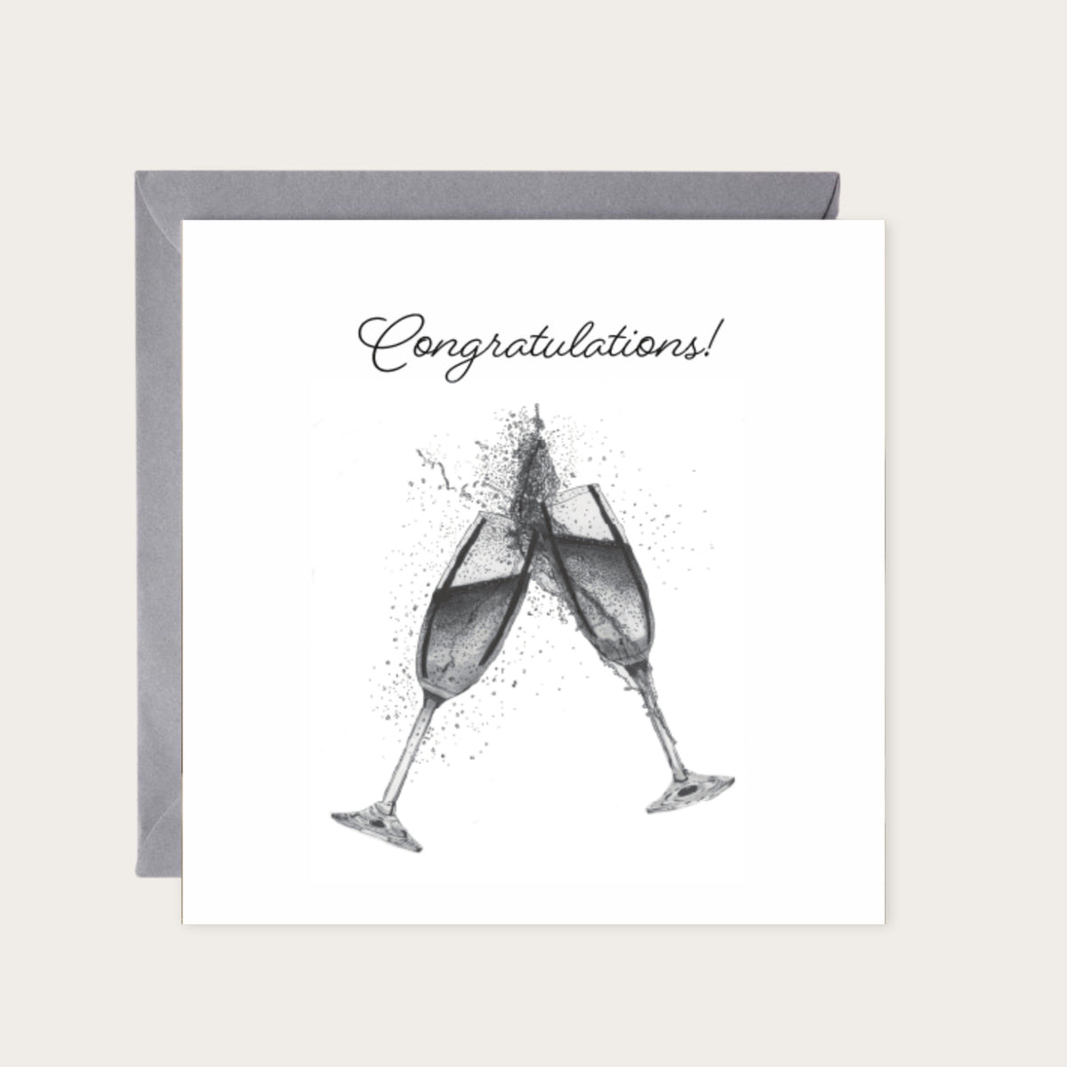 Congratulations Greeting Card | Elegant Celebration Art — card with grey envelope