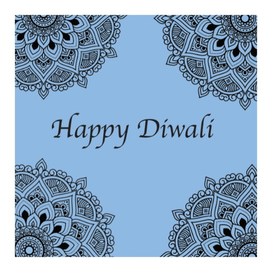 Diwali Blue Mandala Greeting Card — card front