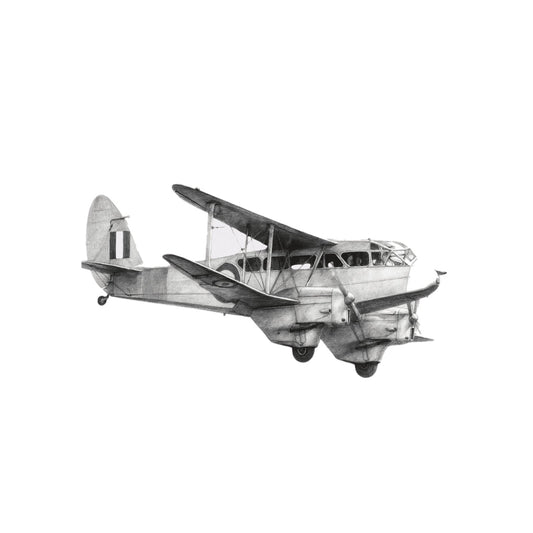 De Havilland Dragon – Hand-Drawn Greeting Card | Classic Vintage Aviation Art — card front