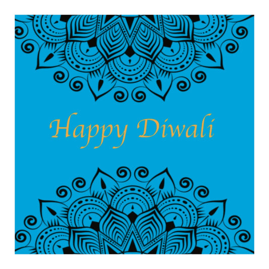 Diwali Aqua Crescent Greeting Card — card front