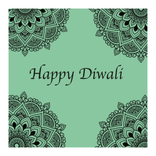 Diwali Green Mandala Greeting Card — card front