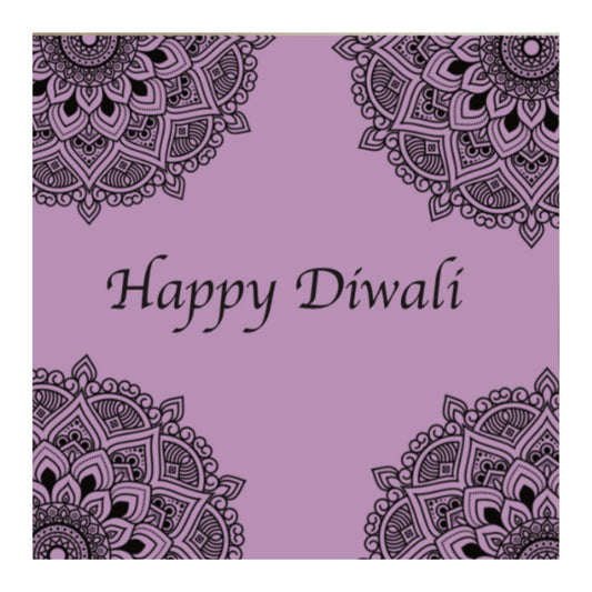 Diwali Purple Mandala Greeting Card — card front