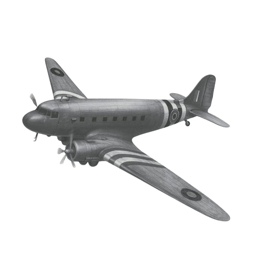 Douglas Dakota – Hand-Drawn Greeting Card | Iconic WWII & Vintage Aviation Art — card front