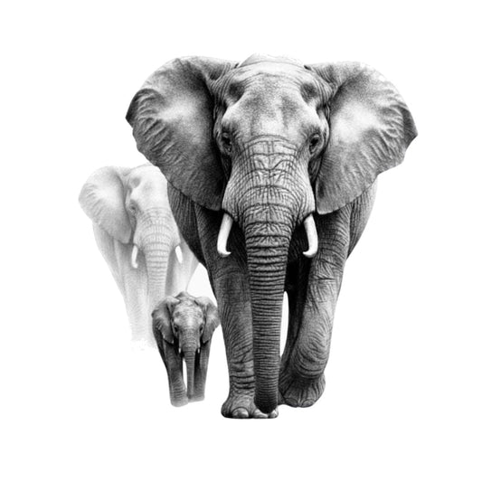 Elephant Herd Hand Drawn Greeting Card — card front