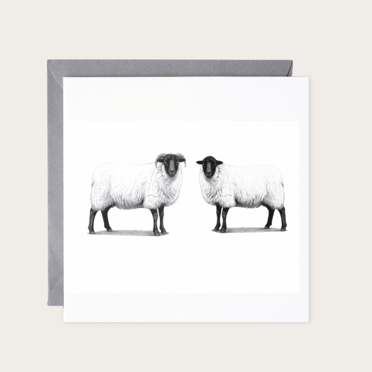 Ewe and Me Sheep Greeting Card — card with grey envelope