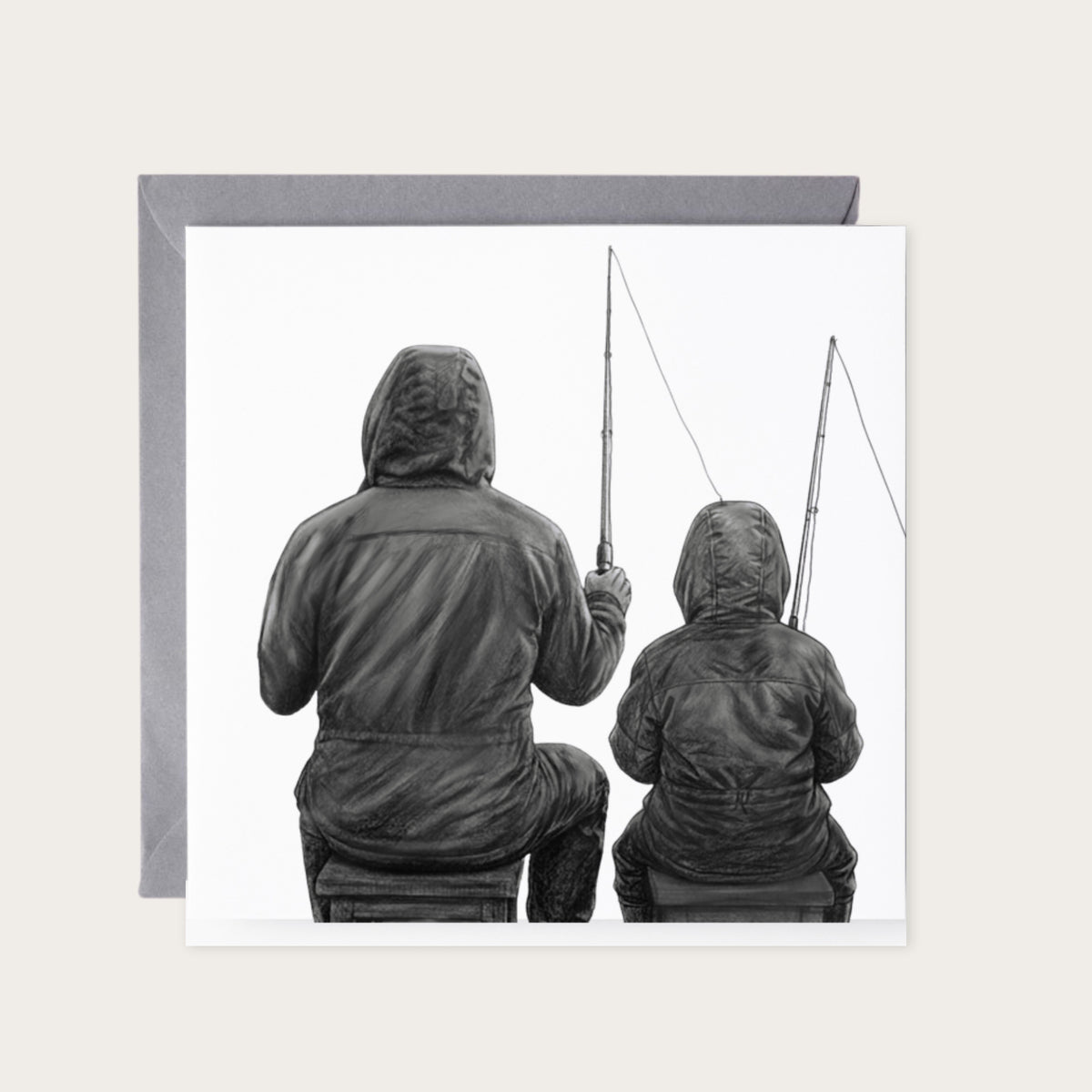 Family Fishing Greeting Card — card with grey envelope