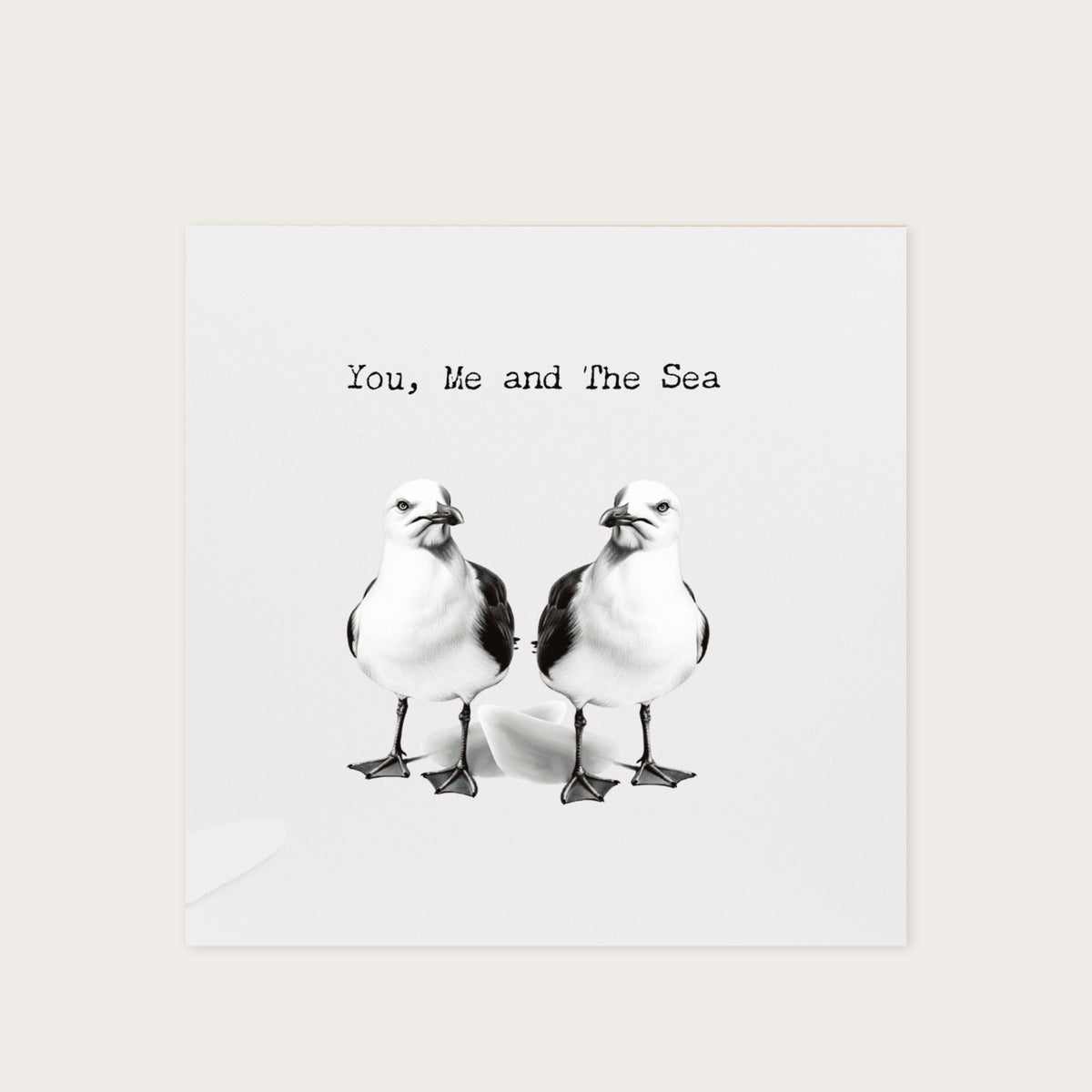 You, Me and The Sea Seagull Card — card with grey envelope