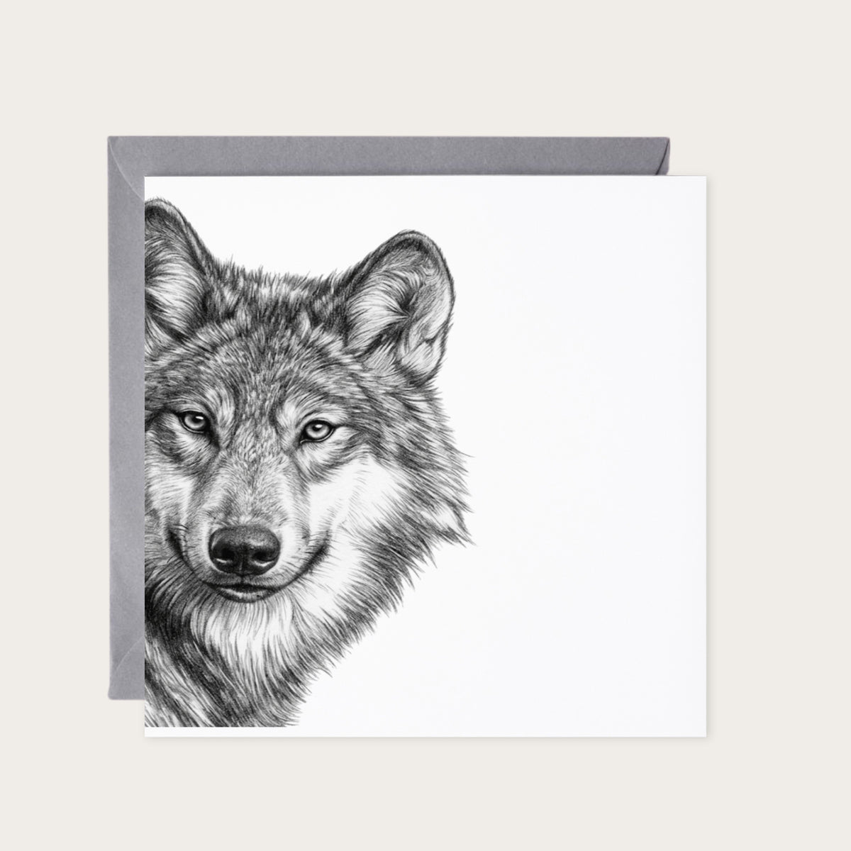 Wolf Greeting Card — card with grey envelope