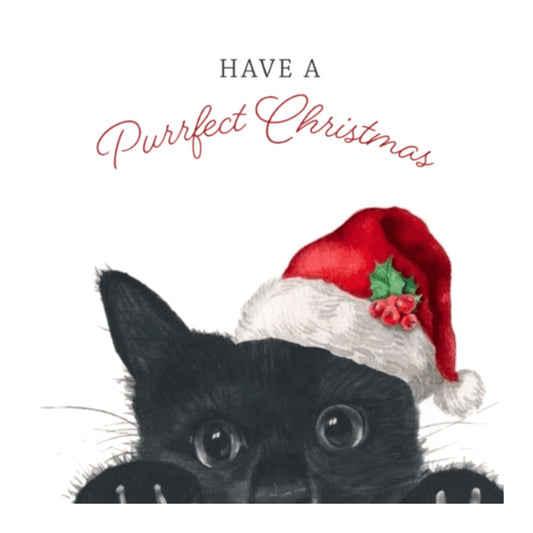 Have A Purrfect Christmas – Festive Cat Greeting Card — card front