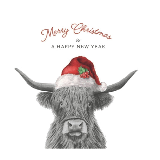 Merry Christmas Christmas Highland Coo Christmas Card — card front