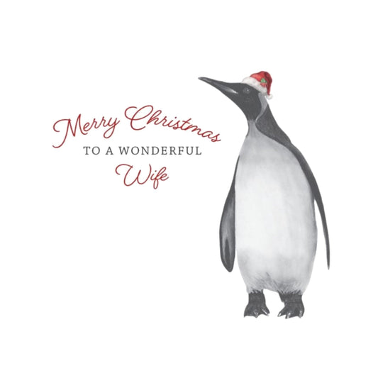 Merry Christmas To A Wonderful Wife Festive Penguin Christmas Card — card front