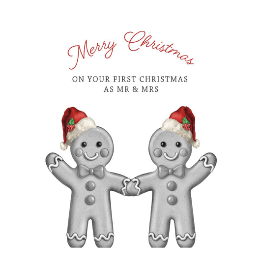Mr and Mrs Gingerbread Christmas Card — card front