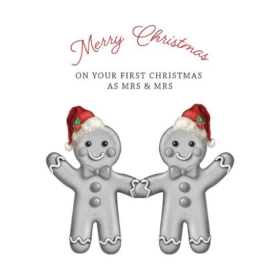 Mrs and Mrs Gingerbread Christmas Card — card front