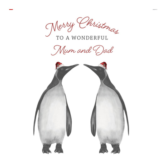 Mum and Dad Christmas Penguins Christmas Card — card front