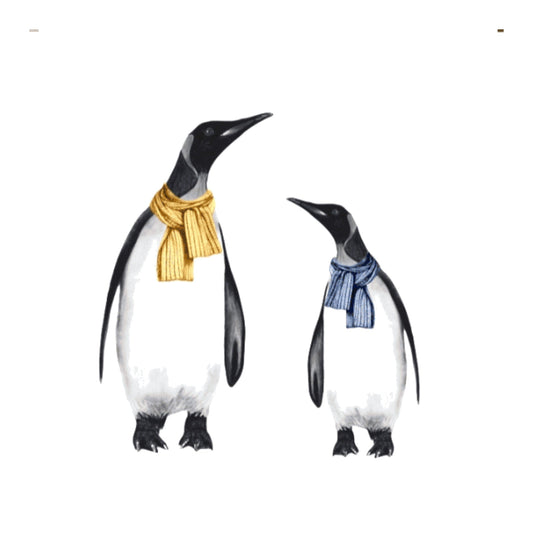 Penguin & Baby Christmas Card – Wrapped in Love & Scarves — card front
