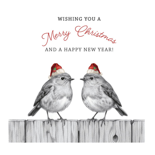 Robin Perch Christmas Card — card front