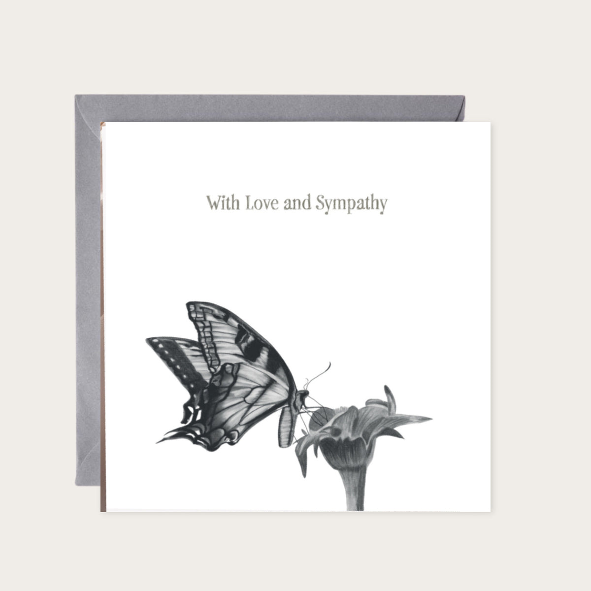 Antares Butterfly Sympathy Card — card with grey envelope