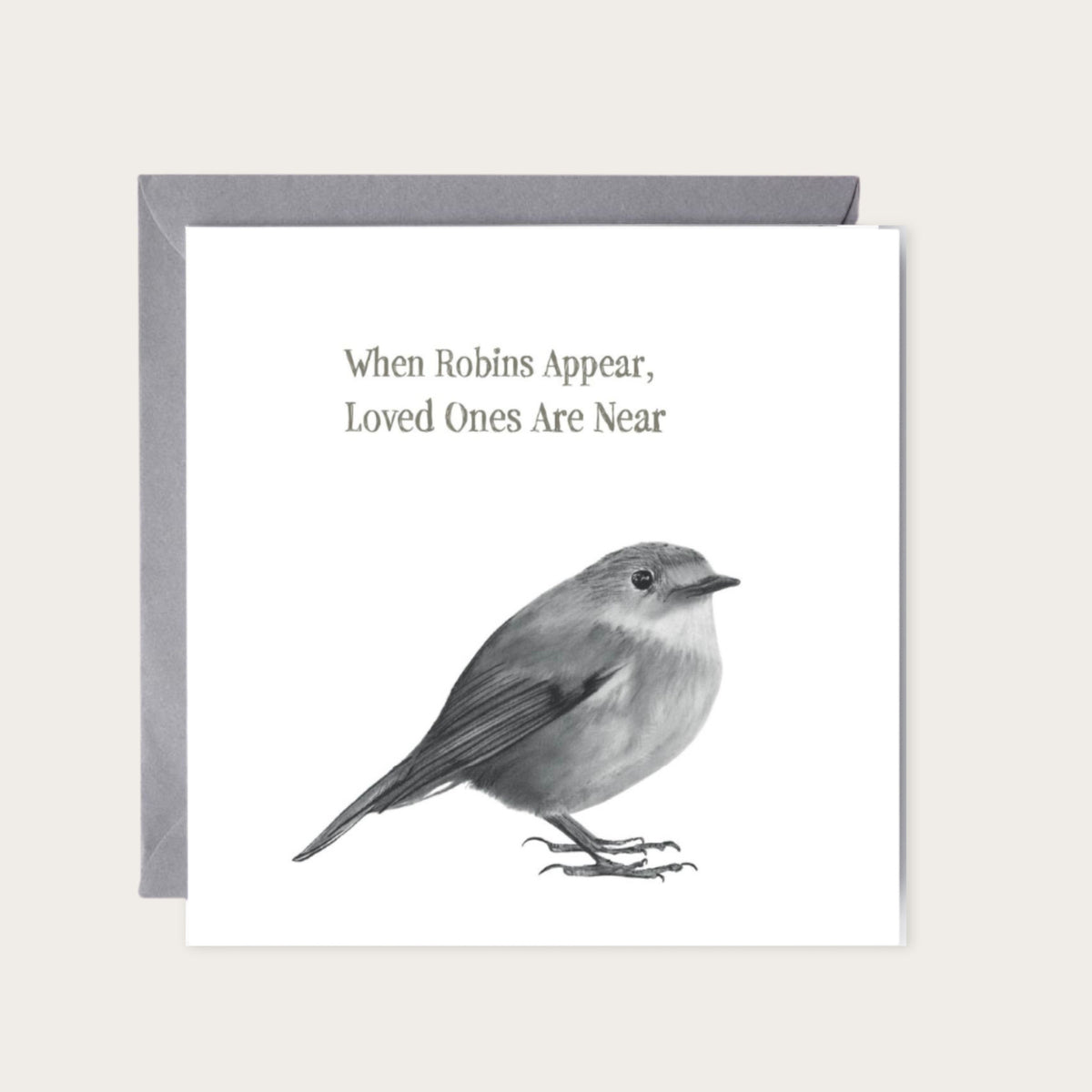 Robin Sympathy Card — card with grey envelope