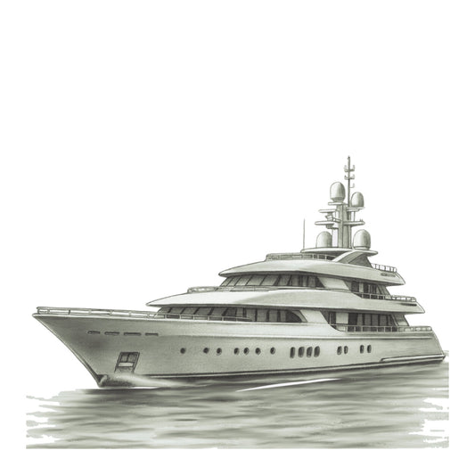 Super Yacht – Hand-Drawn Greeting Card | Luxury Lifestyle Art — card front