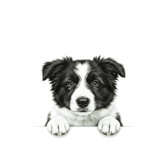 Peeking Border Collie – Hand-Drawn Greeting Card | Cute & Playful Dog Illustration — card front