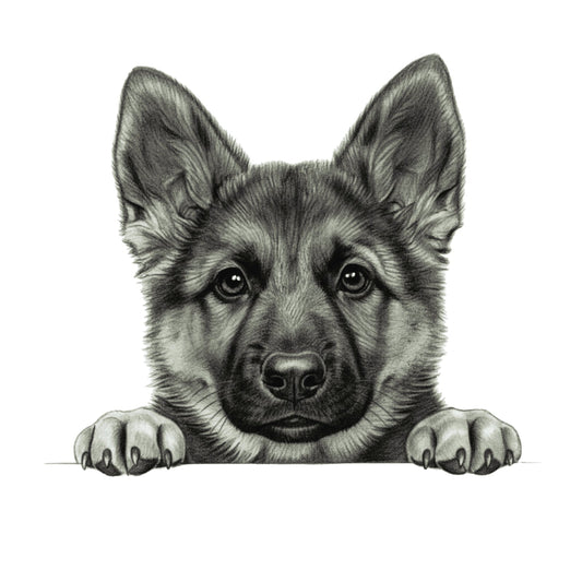 Peeking German Shepherd – Hand-Drawn Greeting Card | Loyal & Gentle Dog Illustration — card front