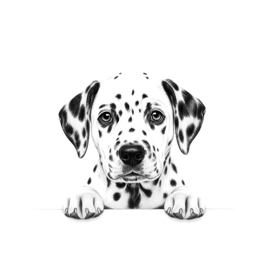 Peeking Dalmatian – Hand-Drawn Greeting Card | Cute & Playful Dog Illustration — card front