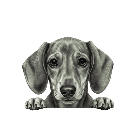 Peeking Dachshund – Hand-Drawn Greeting Card | Cute & Playful Dog Illustration — card front