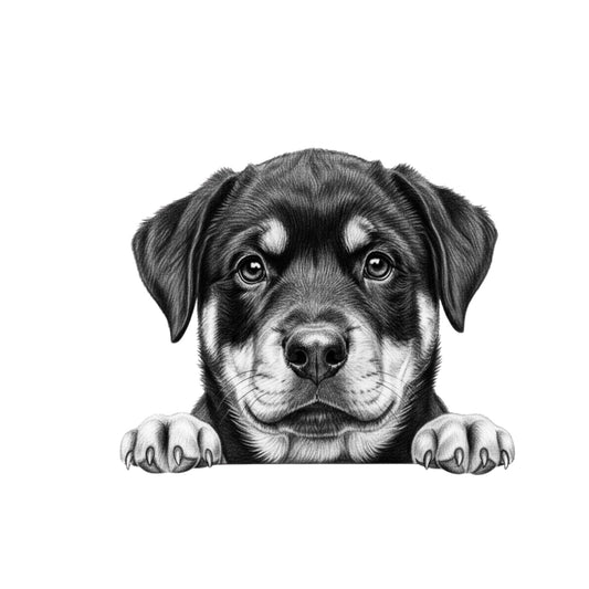 Peeking Rottweiler – Hand-Drawn Greeting Card | Cute & Playful Dog Illustration — card front