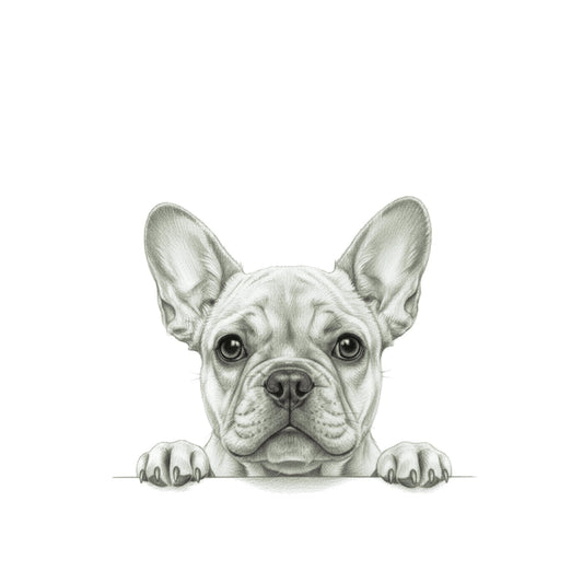 Peeking French Bulldog – Hand-Drawn Greeting Card | Cute & Playful Dog Illustration — card front