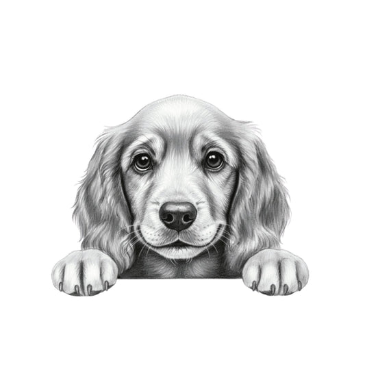 Peeking Cocker Spaniel – Hand-Drawn Greeting Card | Cute & Playful Dog Illustration — card front
