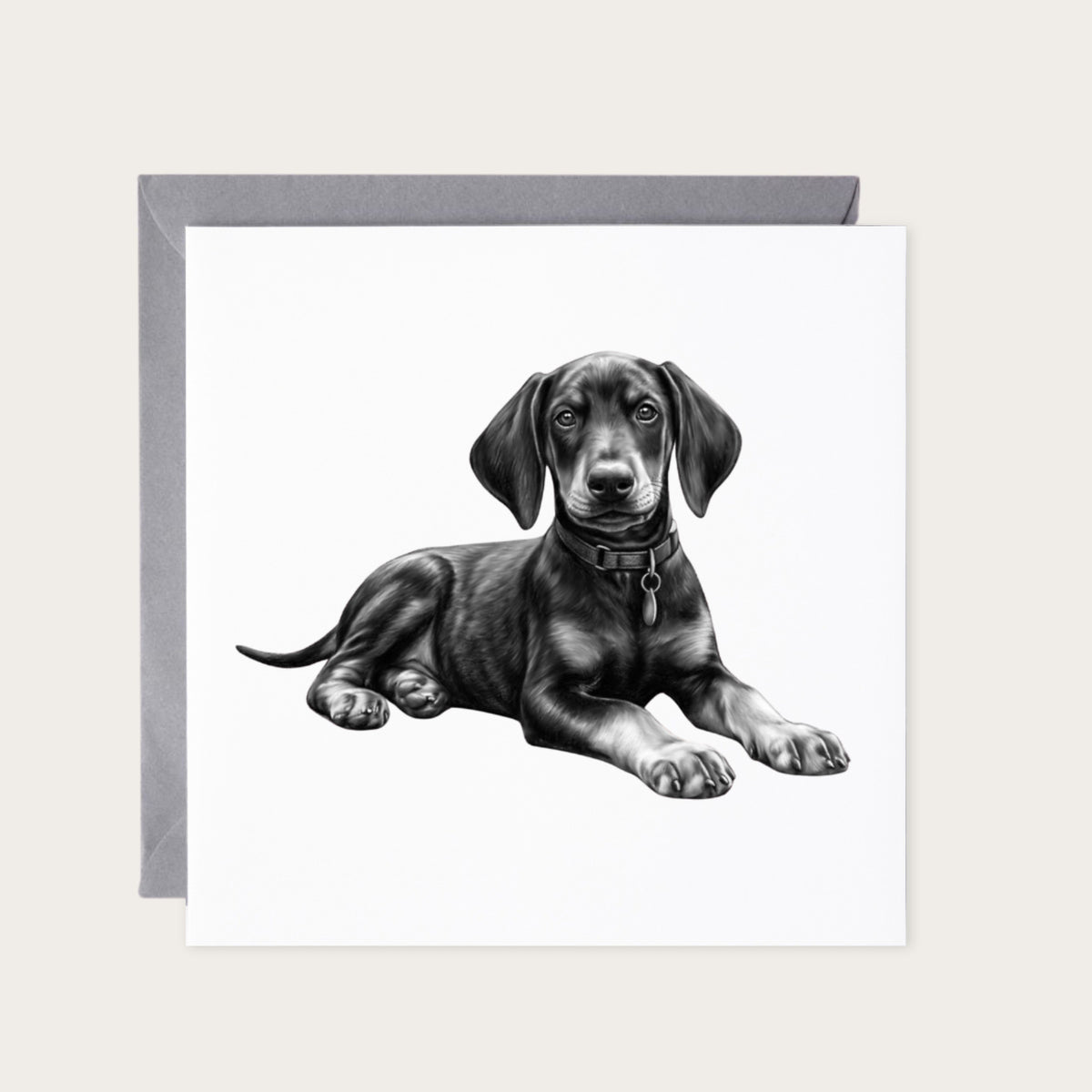 Doberman Dog Greeting Card — card with grey envelope