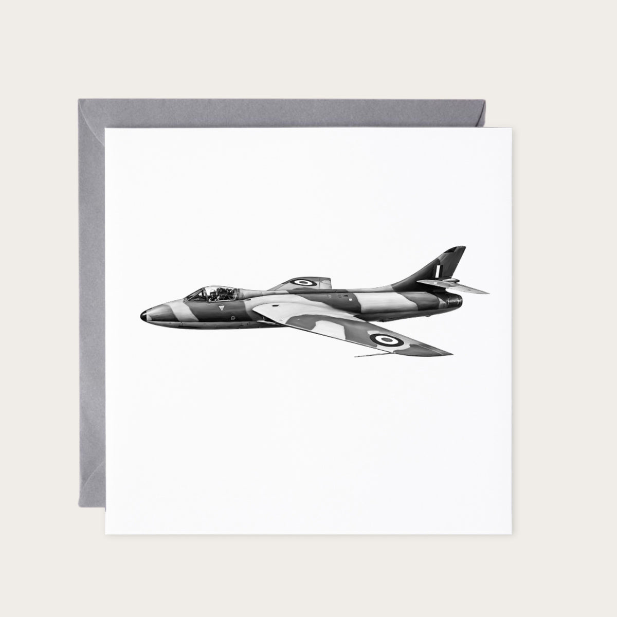 Hawker Hunter Greeting Card — card with grey envelope