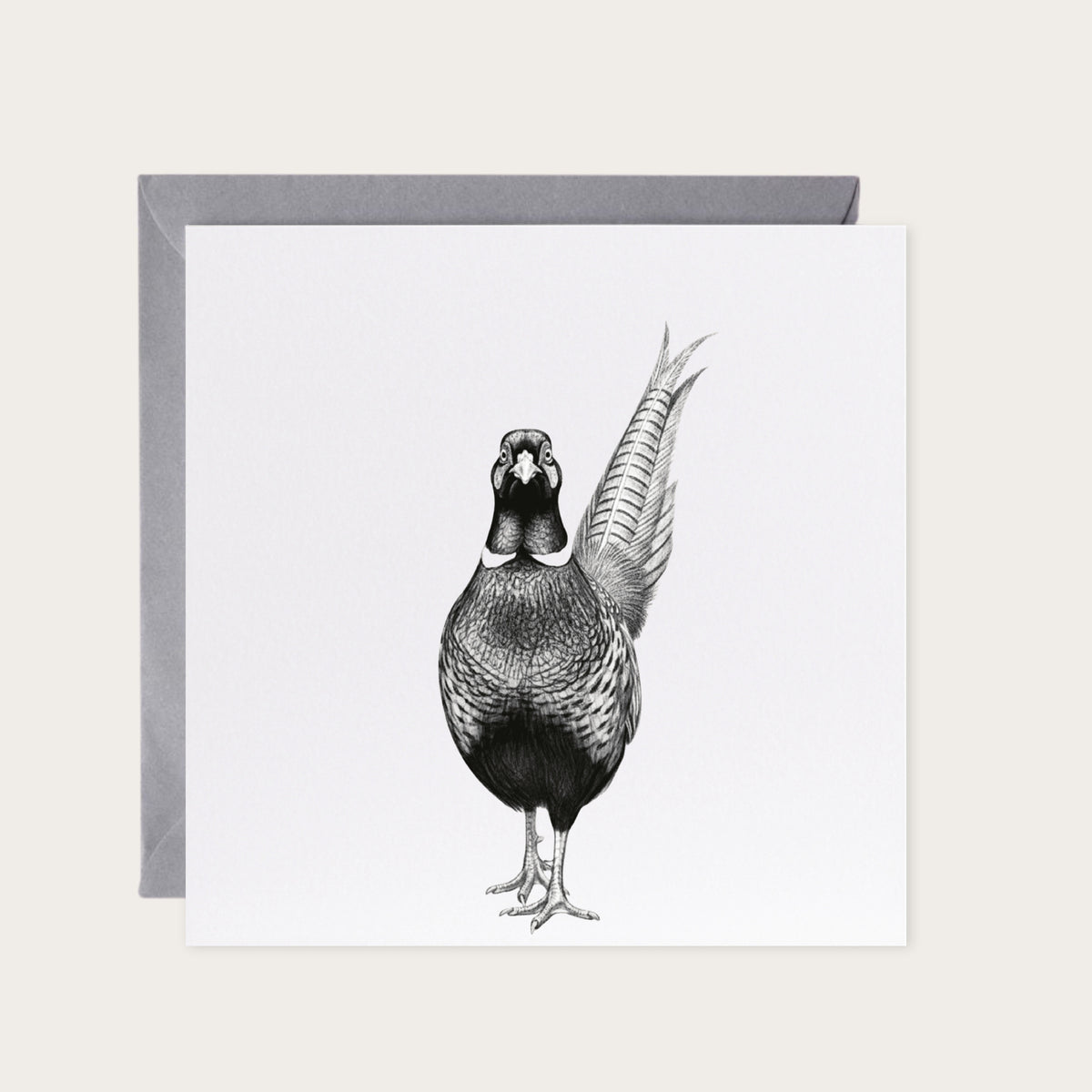 Han the Pheasant Greeting Card — card with grey envelope