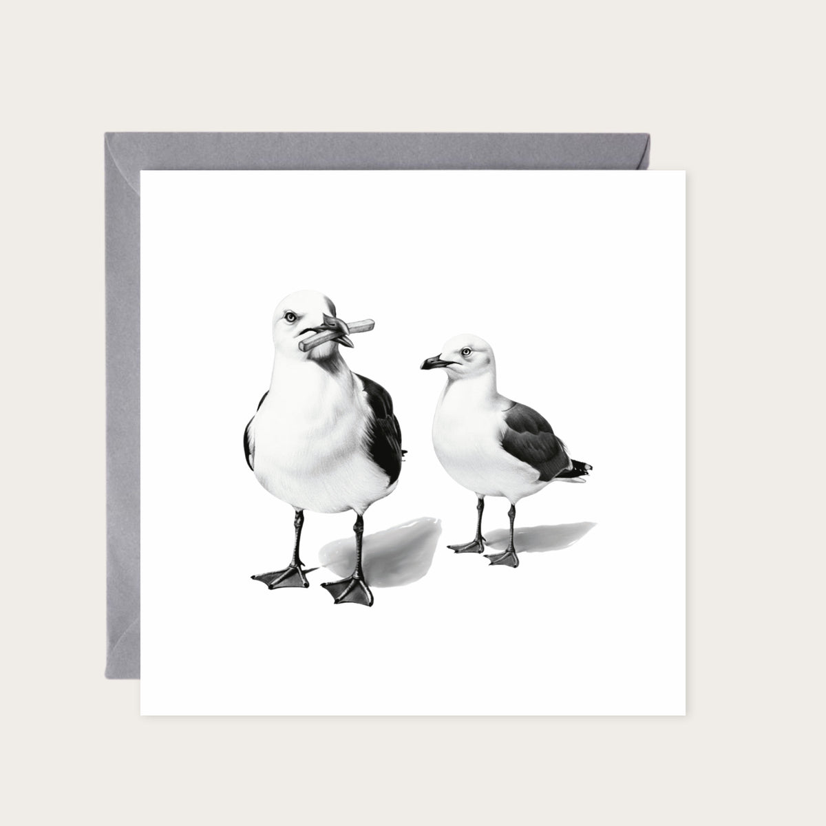 Seagull Chips Greeting Card — card with grey envelope