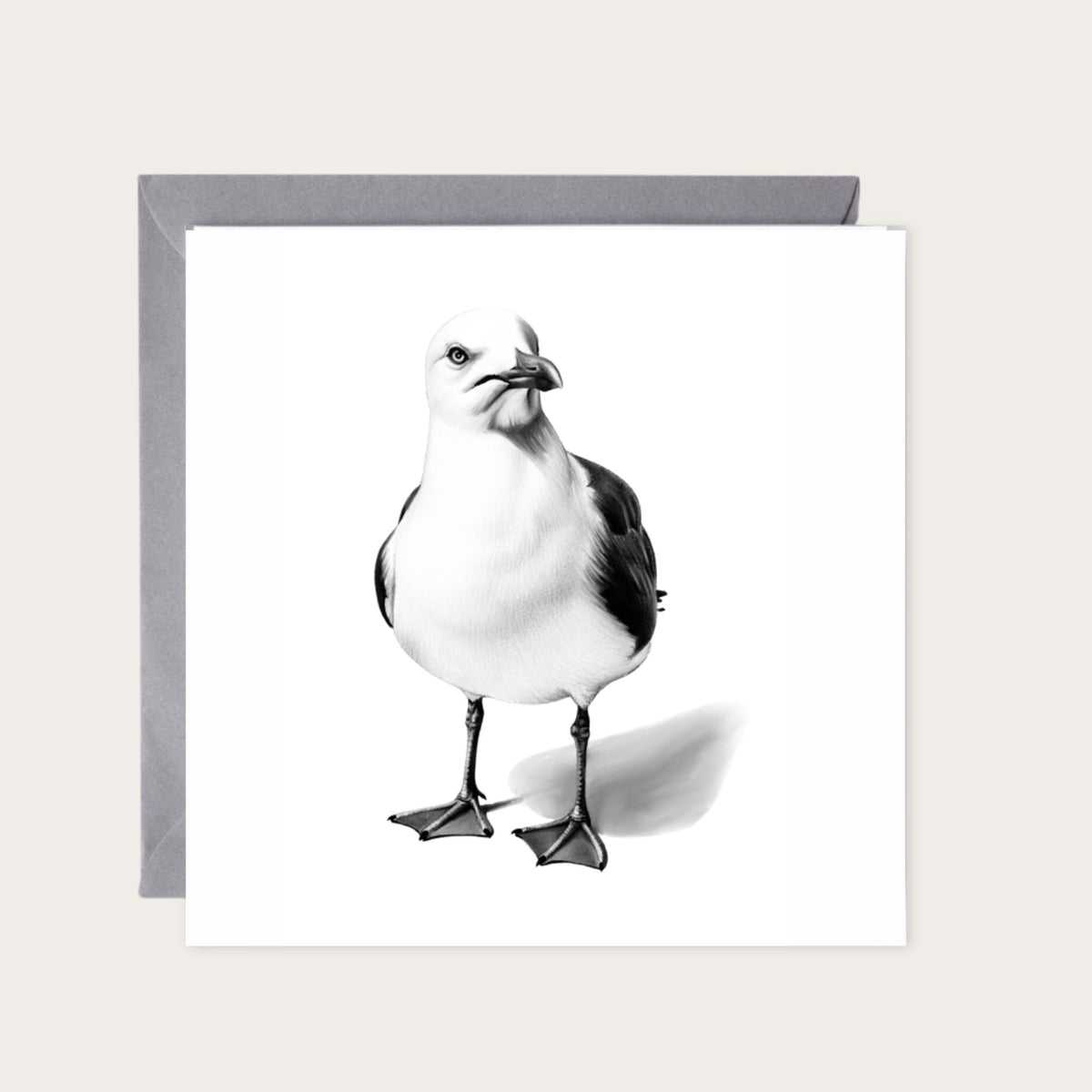 Seagull Greeting Card — card with grey envelope