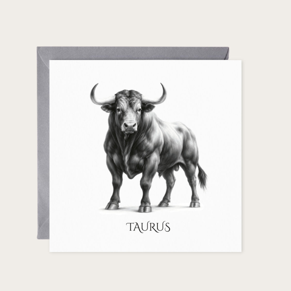 Taurus Horoscope Greeting Card — card with grey envelope