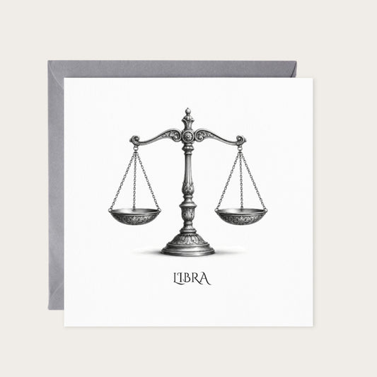 Libra Horoscope Greeting Card — card with grey envelope