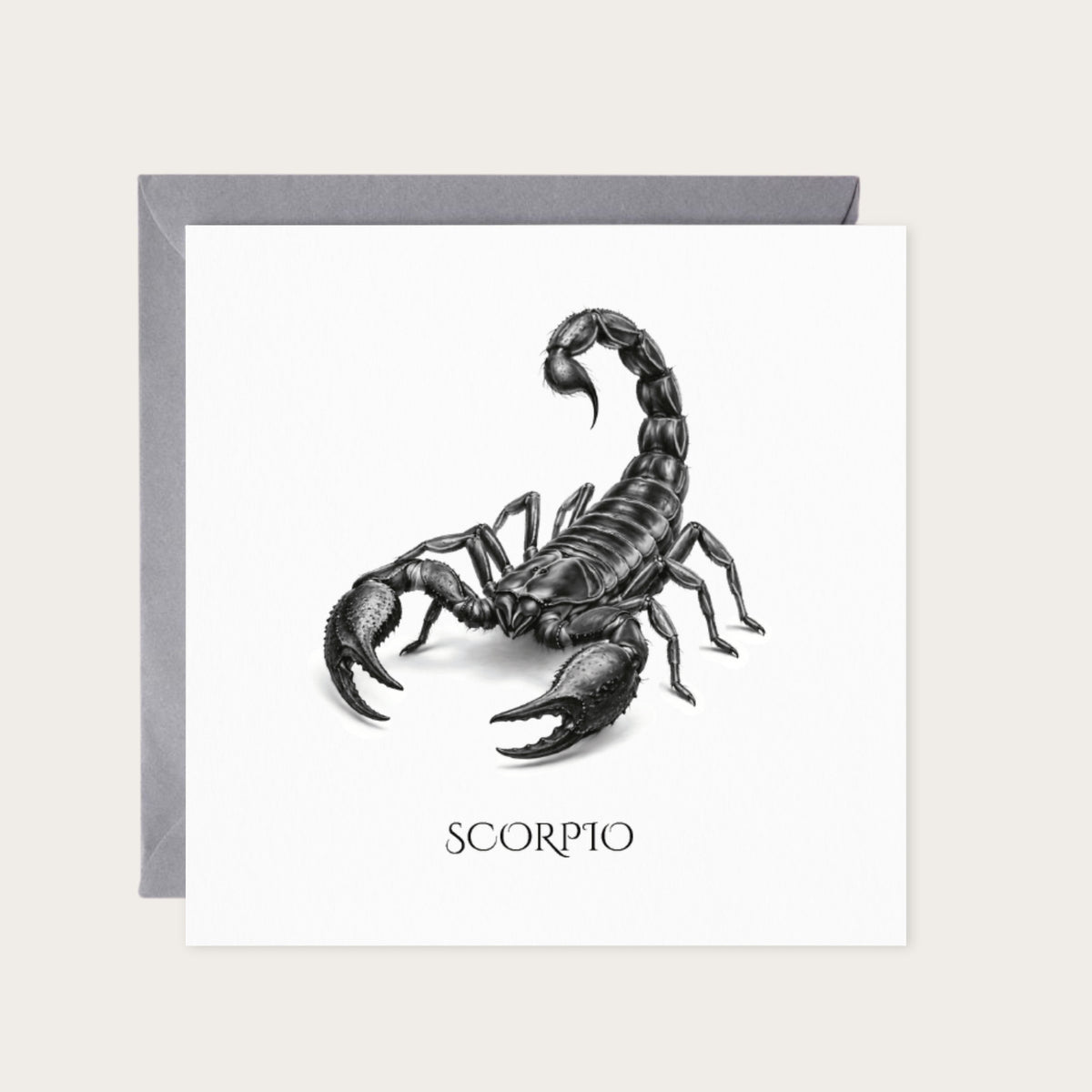 Scorpio Horoscope Greeting Card — card with grey envelope