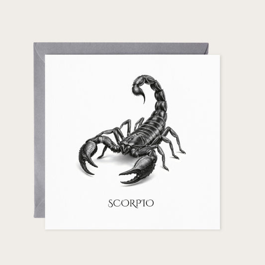 Scorpio Horoscope Greeting Card — card with grey envelope