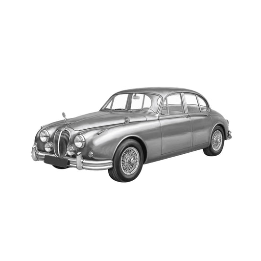 Jaguar II – Hand-Drawn Greeting Card | Classic British Sports Car Art — card front
